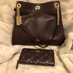 Coach Edie turnlock satchel and wallet